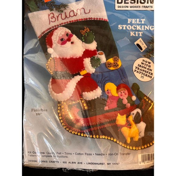 Design Works Crafts Felt Stocking Santa with Cookies Un-Opened Package - Picture 3 of 10